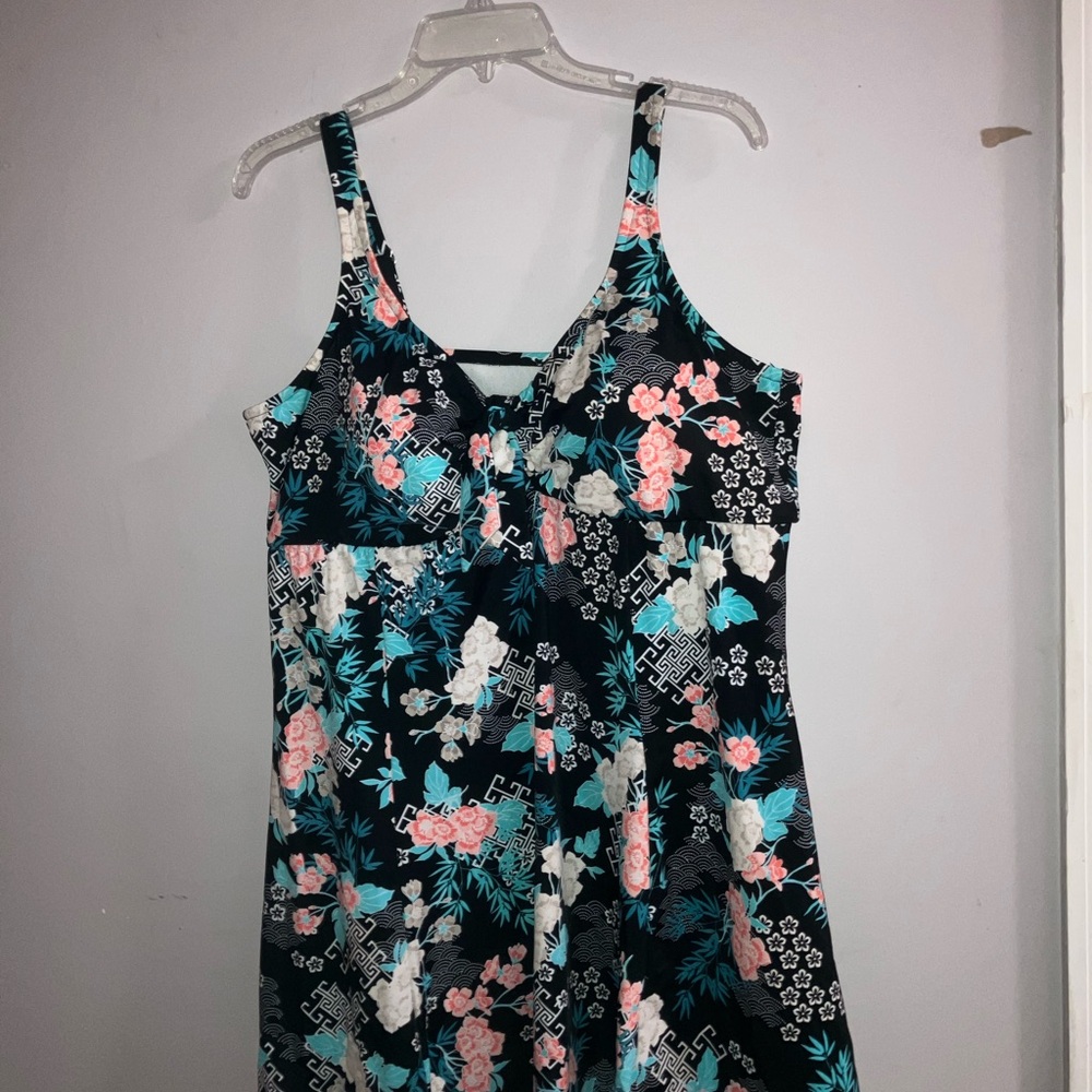 3x Floral Sleeveless swim Dress cherry blossom Asian style pattern